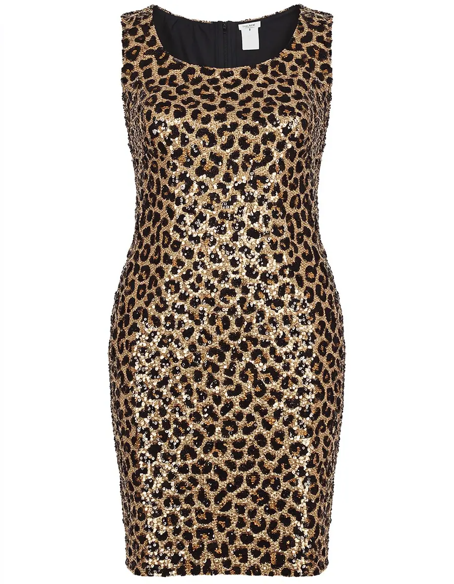 Vestito leopardato con paillettes brillante da sera