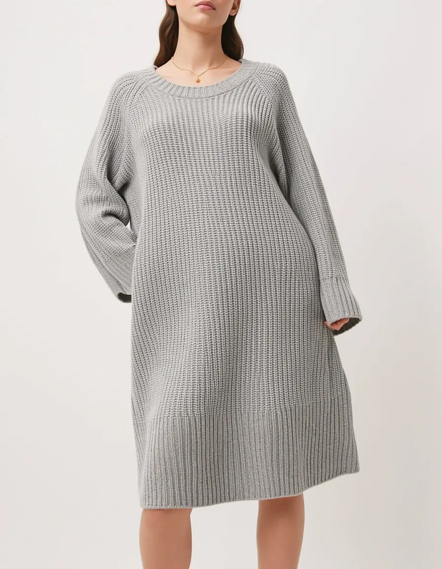 Oversized Sweater Dress grigio
