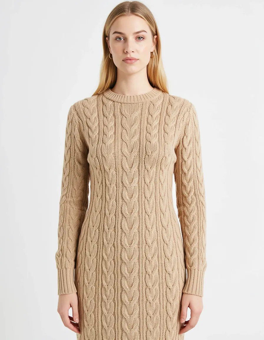 Cable knit maglia dress beige