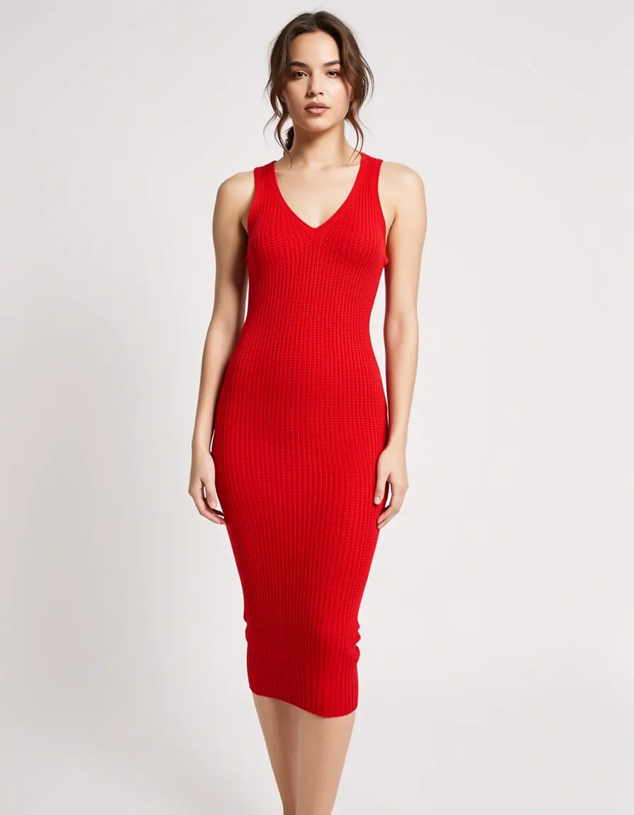 Bodycon sweater dress rosso