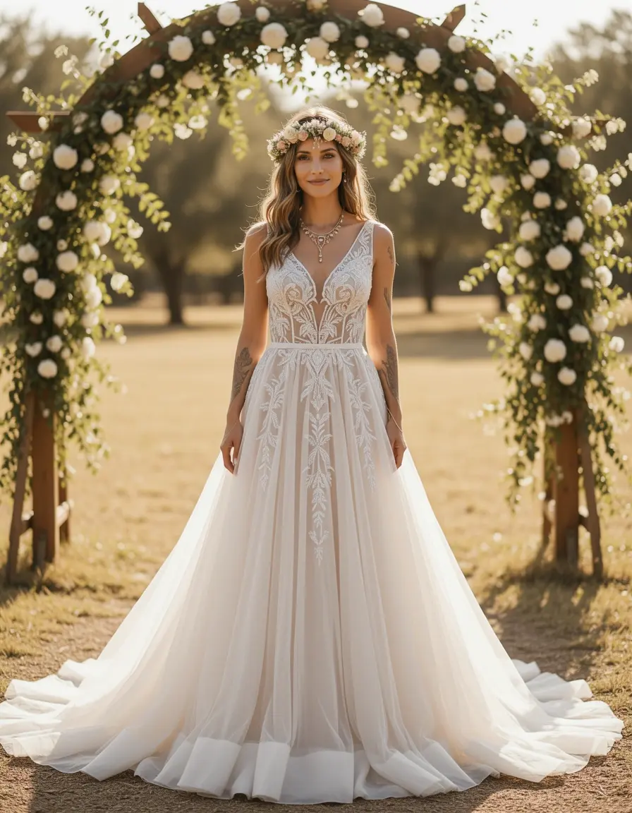 Boho Chiffon Bridal matrimonio dress