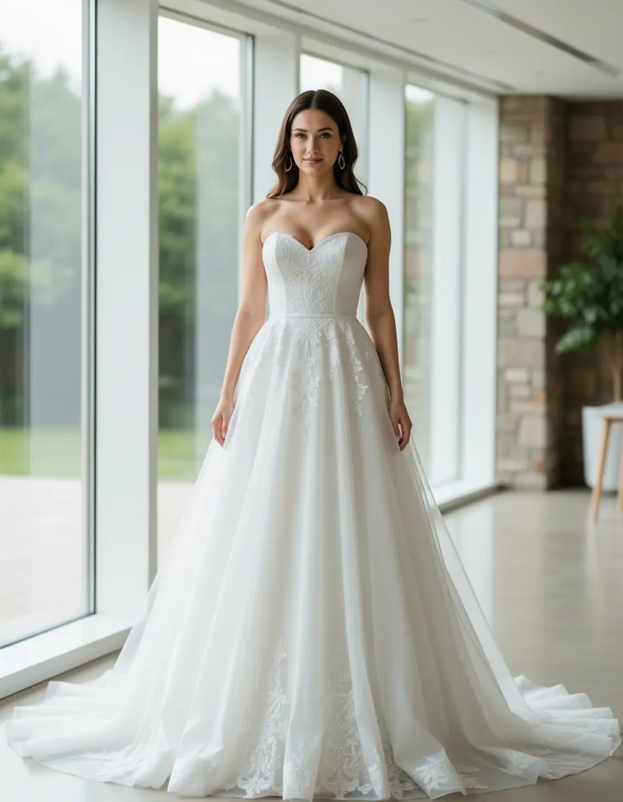 Modern Strapless Matrimonio Dress senza spalline