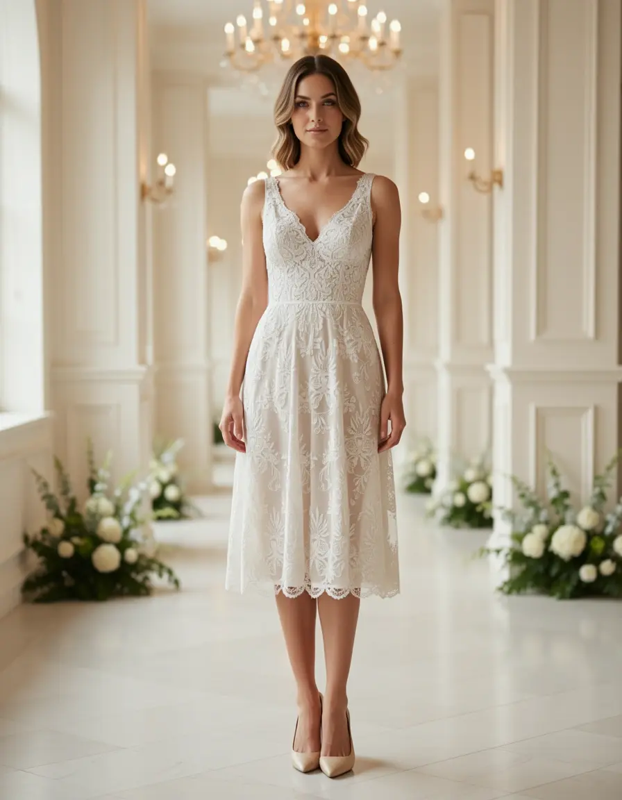 Lace Knee-Length Invitata - Vestito Matrimonio Invitata