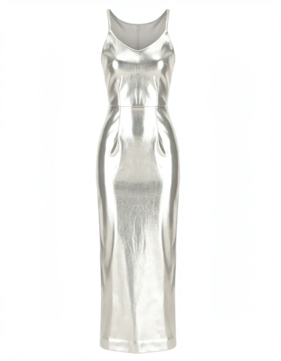 Vestito metallizzato bianco e oro lucido