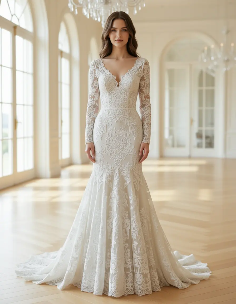 Vestito in pizzo bianco e oro elegante