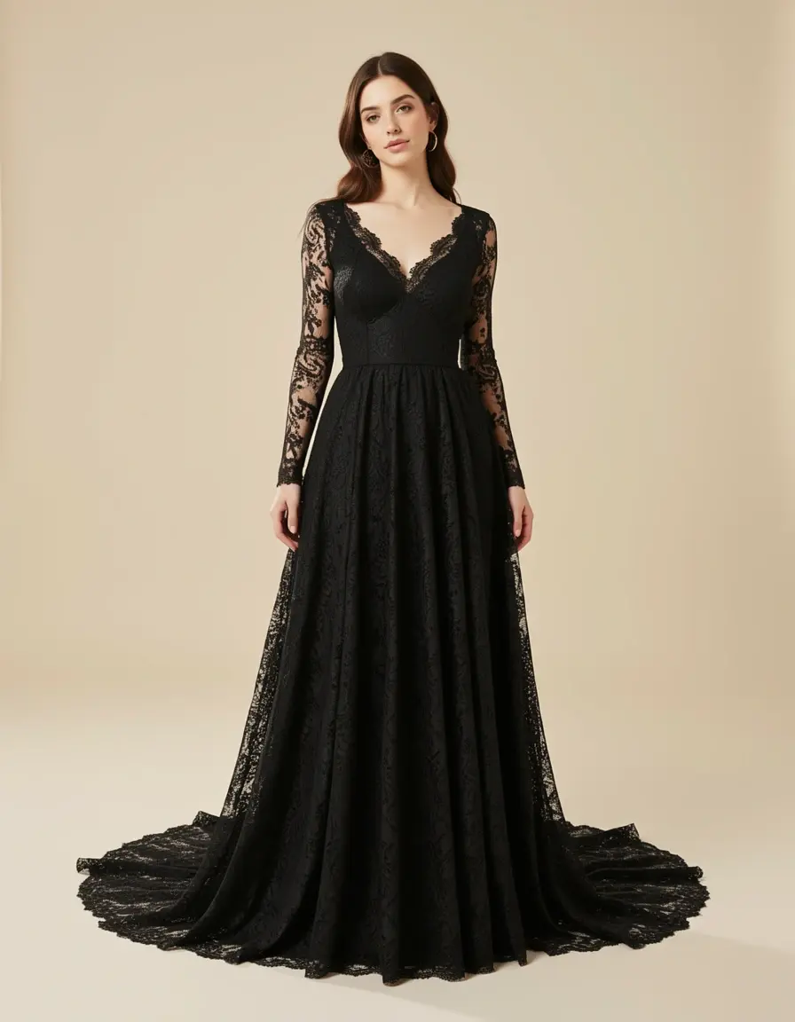 Black Lace Dress abito in pizzo nero