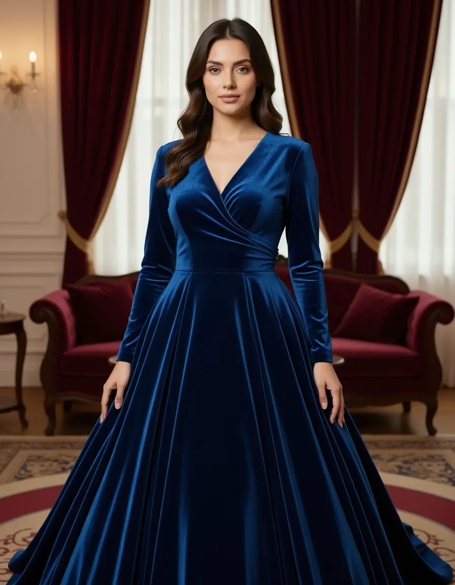 Blue Velvet Dress abito in velluto blu