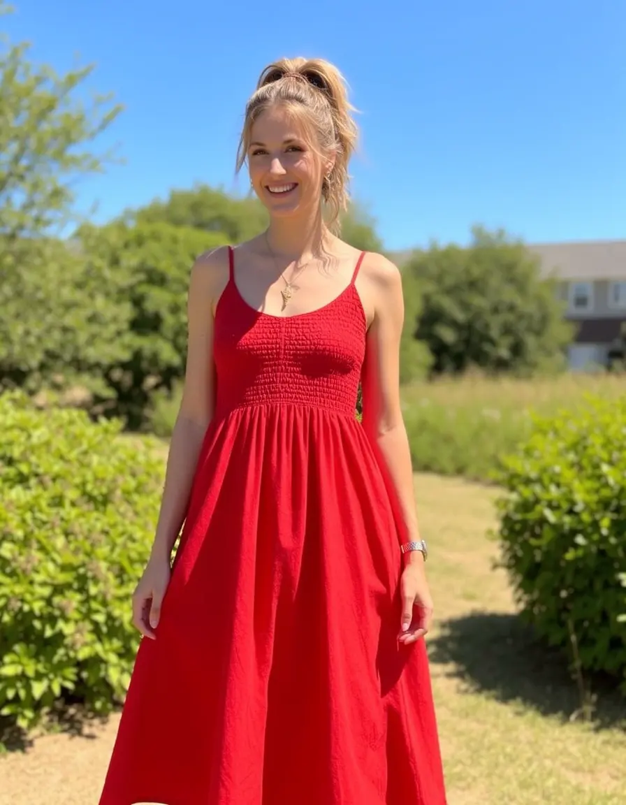 Vestito estivo rosso leggero e casual