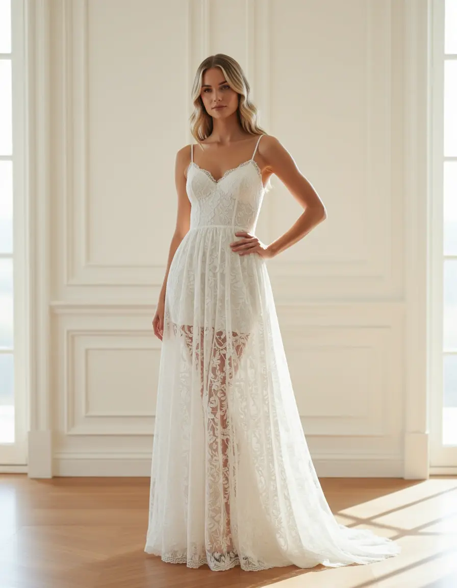 White Lace Tubino - Vestito Tubino Bianco Pizzo