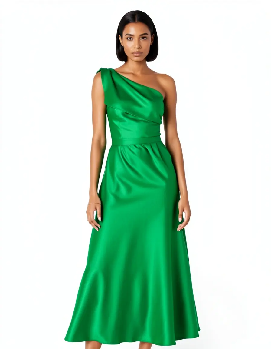 Green Satin Tubino - Abito in Satin Verde