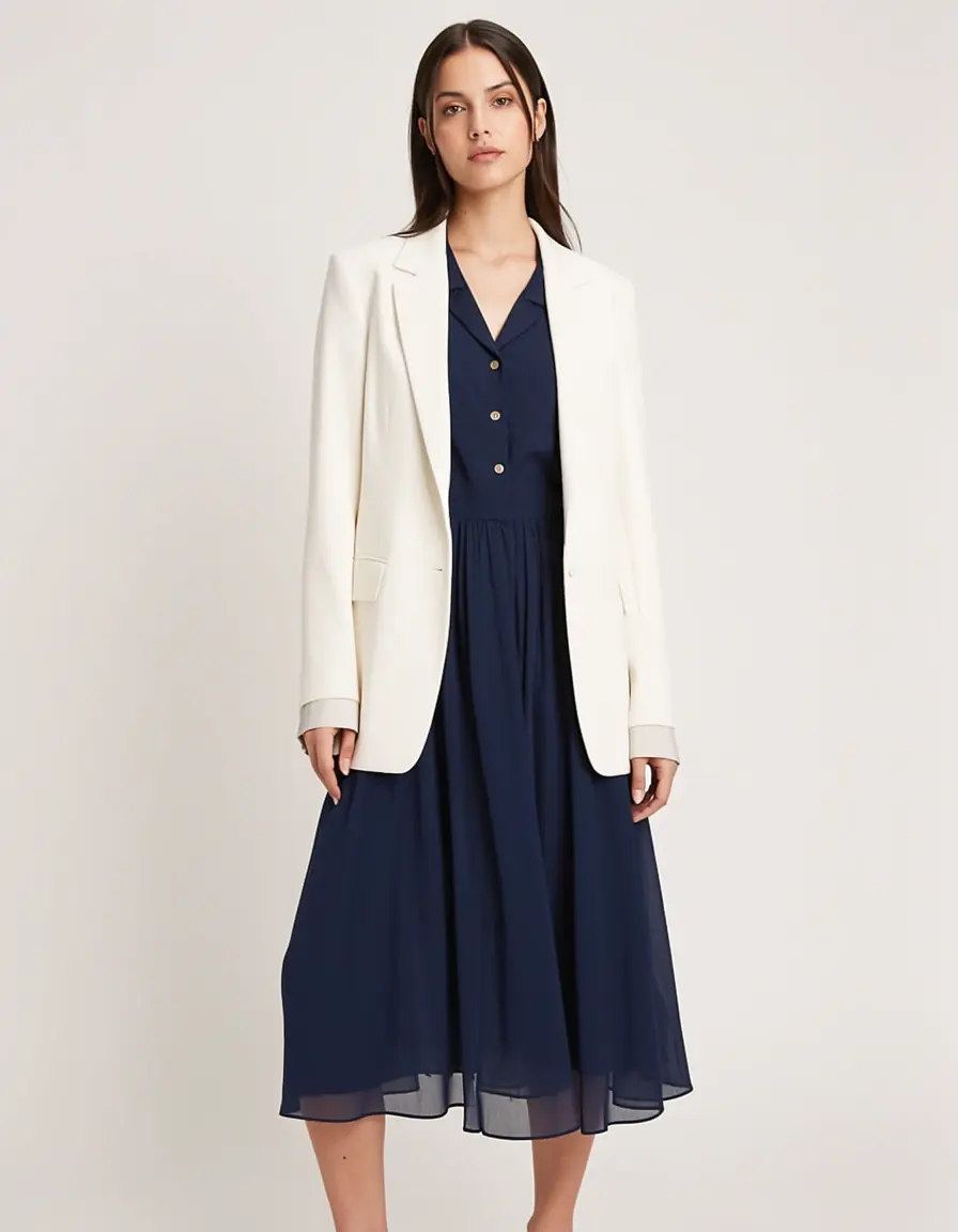 Chiffon dress blazer layered