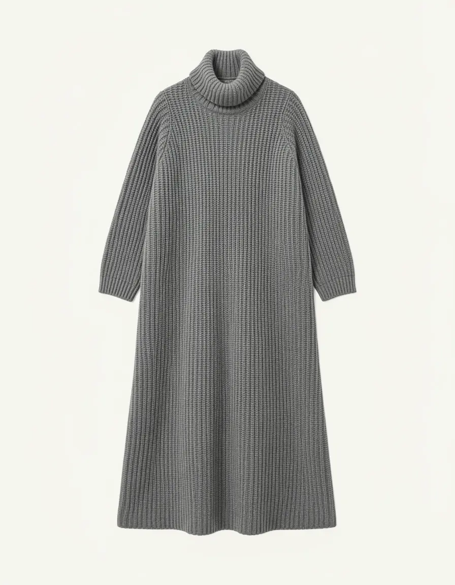 Wool Midi Winter Dress grigio