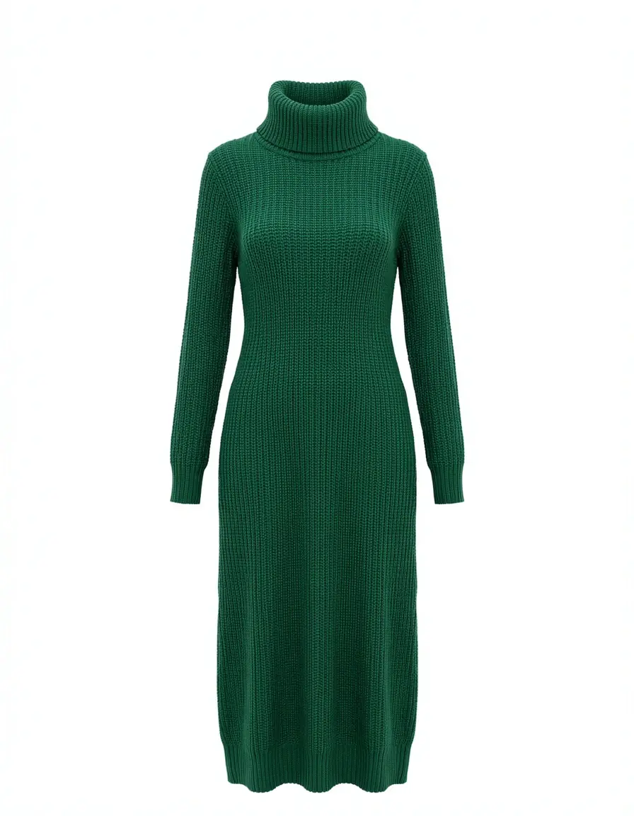Maxi long sleeve winter dress verde