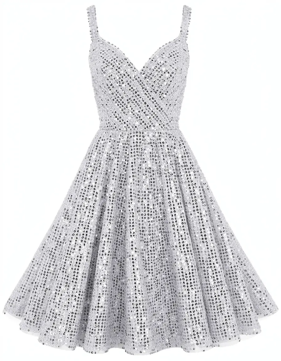 Sequin party winter dress argento