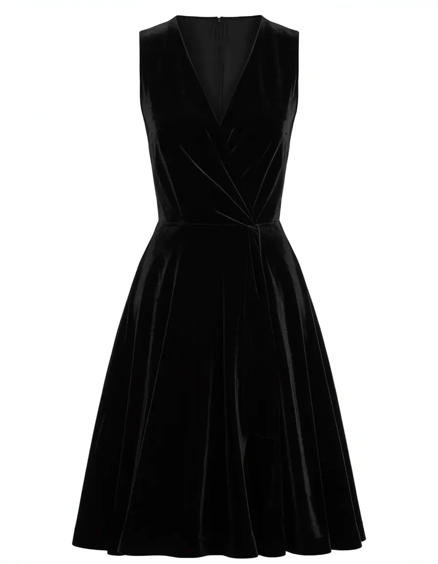 Vestito velluto nero wrap invernale