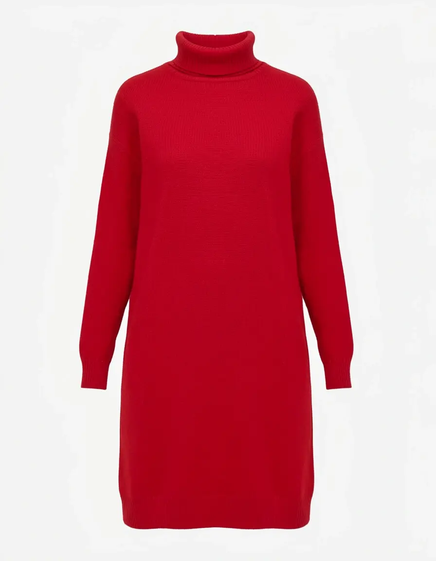 Abito maglia rosso collo alto invernale