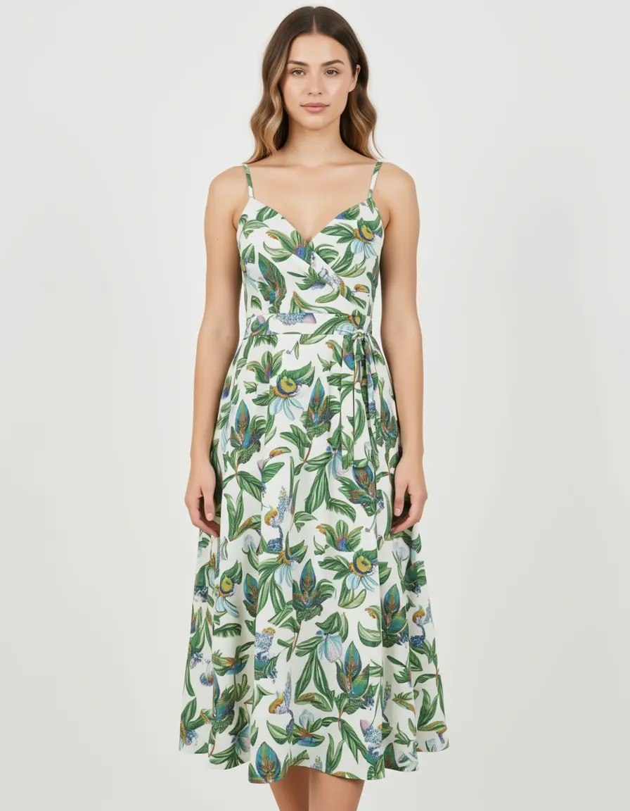 Printed Wrap Summer - Abito a portafoglio stampato