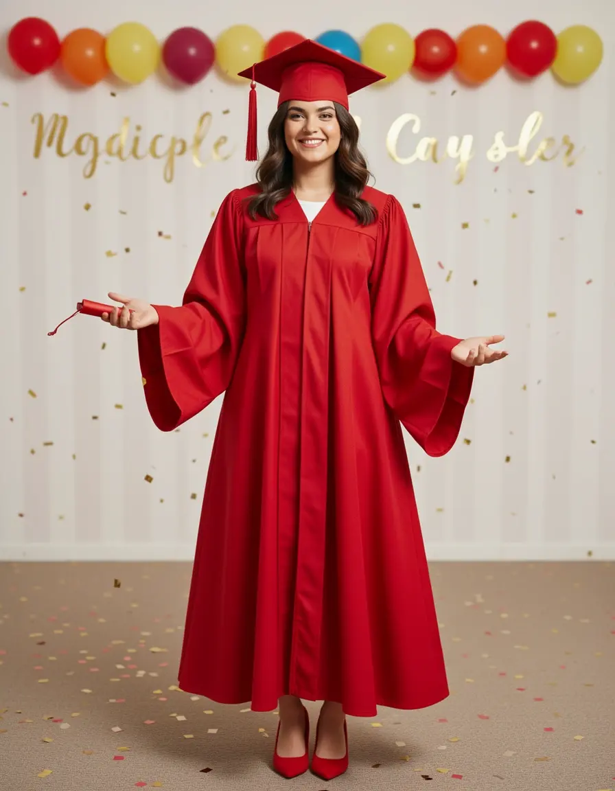 Vestito rosso celebrativo per laurea