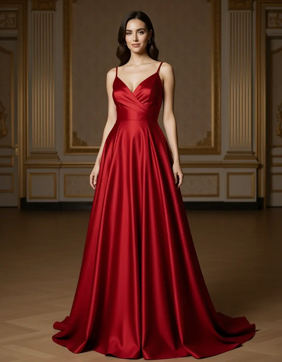 Abito da sera in satin rosso