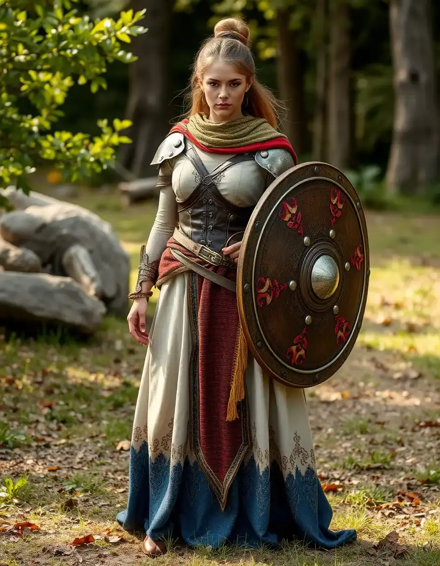 Shield Motif Gown elegante e guerriero