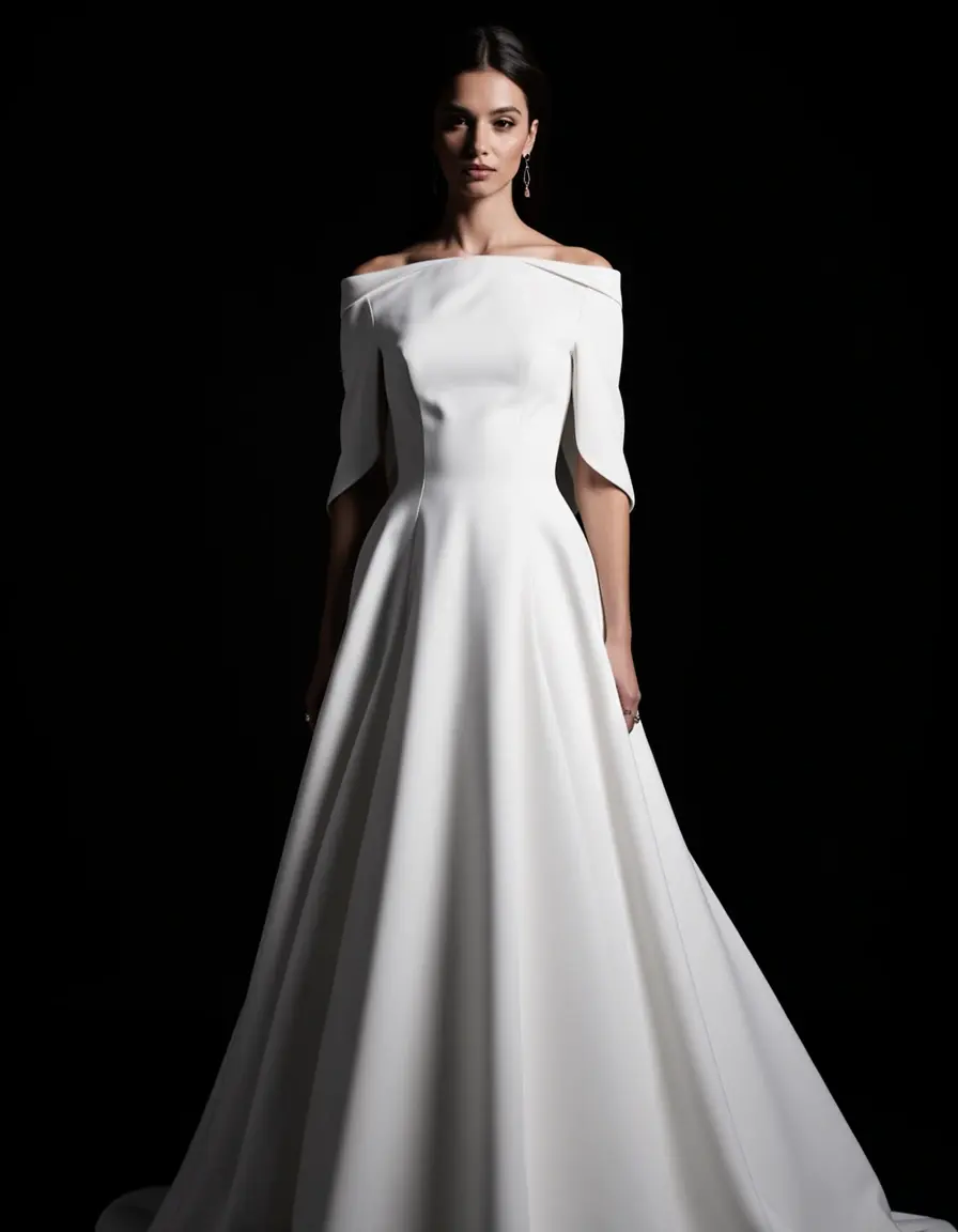 Cape Sleeve Dress bianco elegante