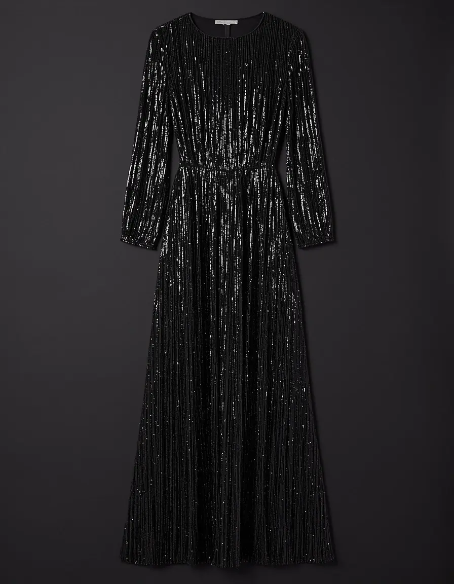 Metallic Thread Dress nero lucido
