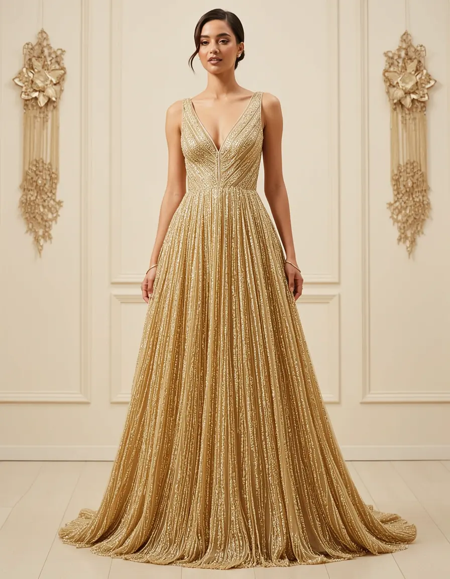 Beaded anni 20 dress oro stile Gatsby