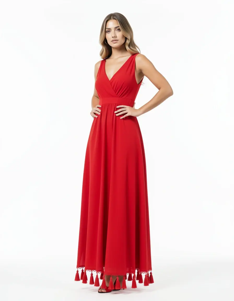 Tassel hem anni 20 dress rosso