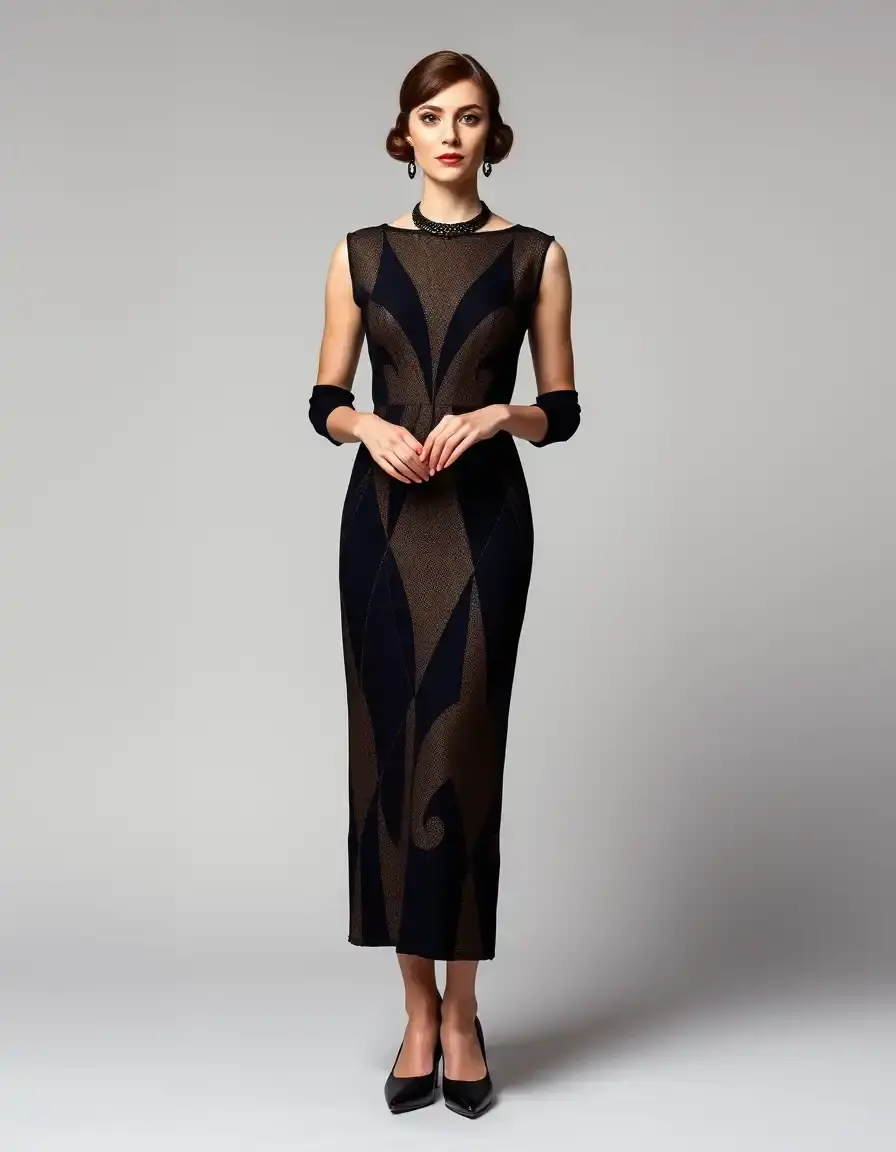 Art deco 20s dress con motivo geometrico