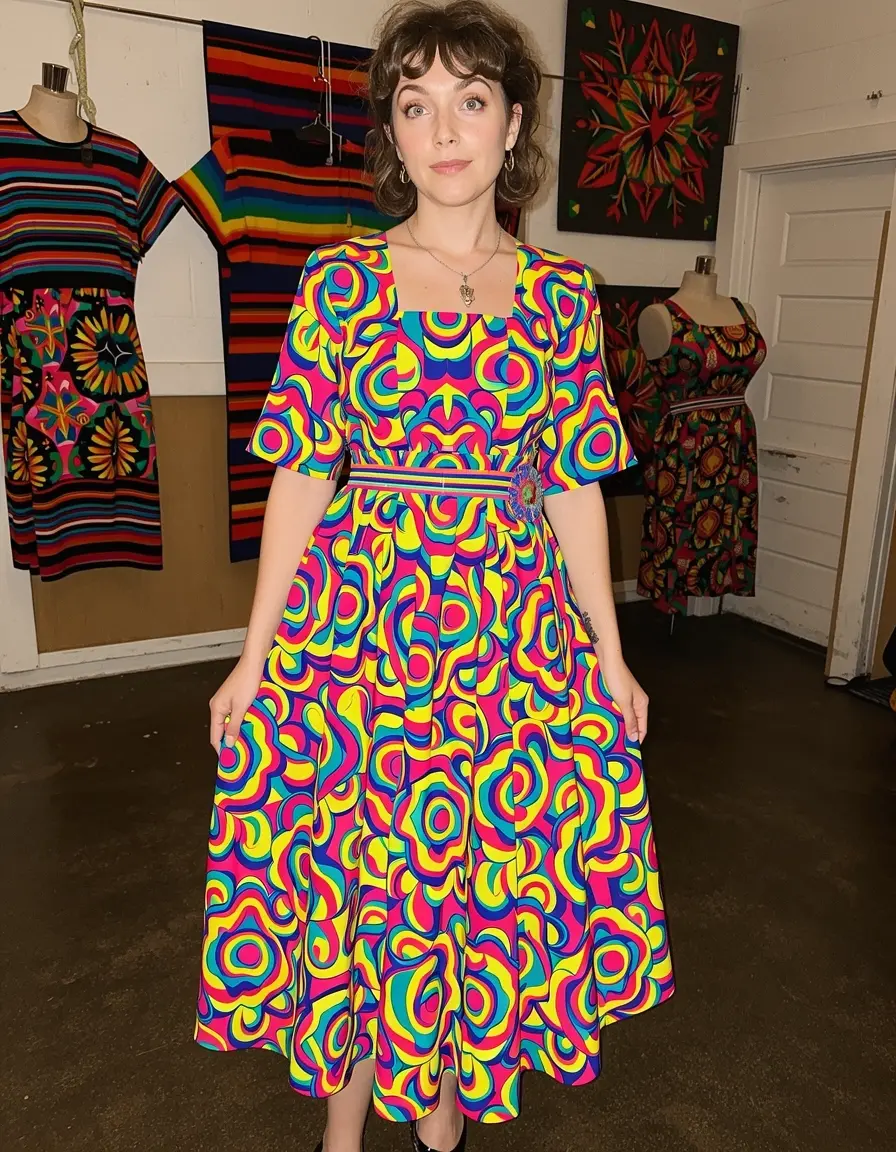 Psychedelic 70s print dress