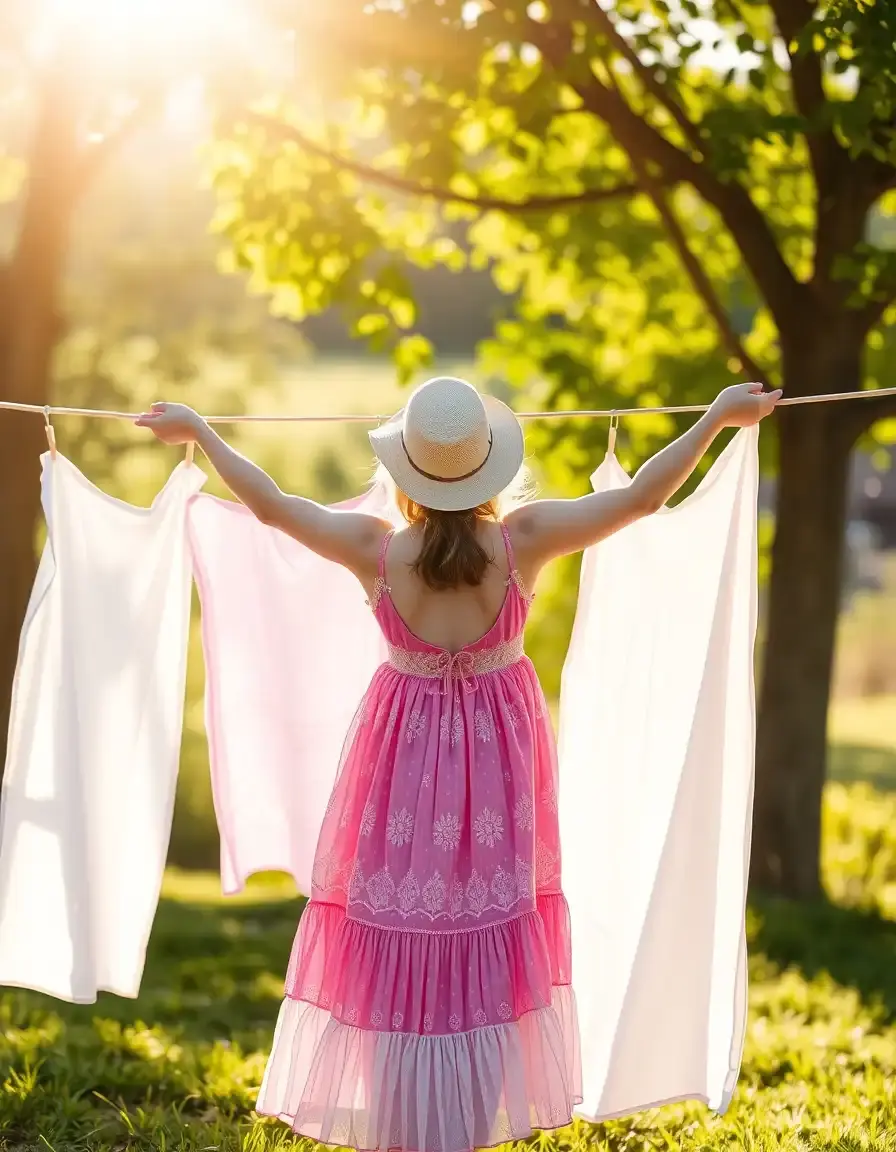 Vestiti appesi al sole per asciugare e disinfettare