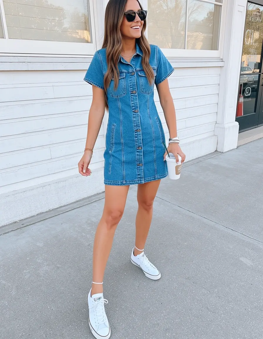 Denim dress sneakers casual