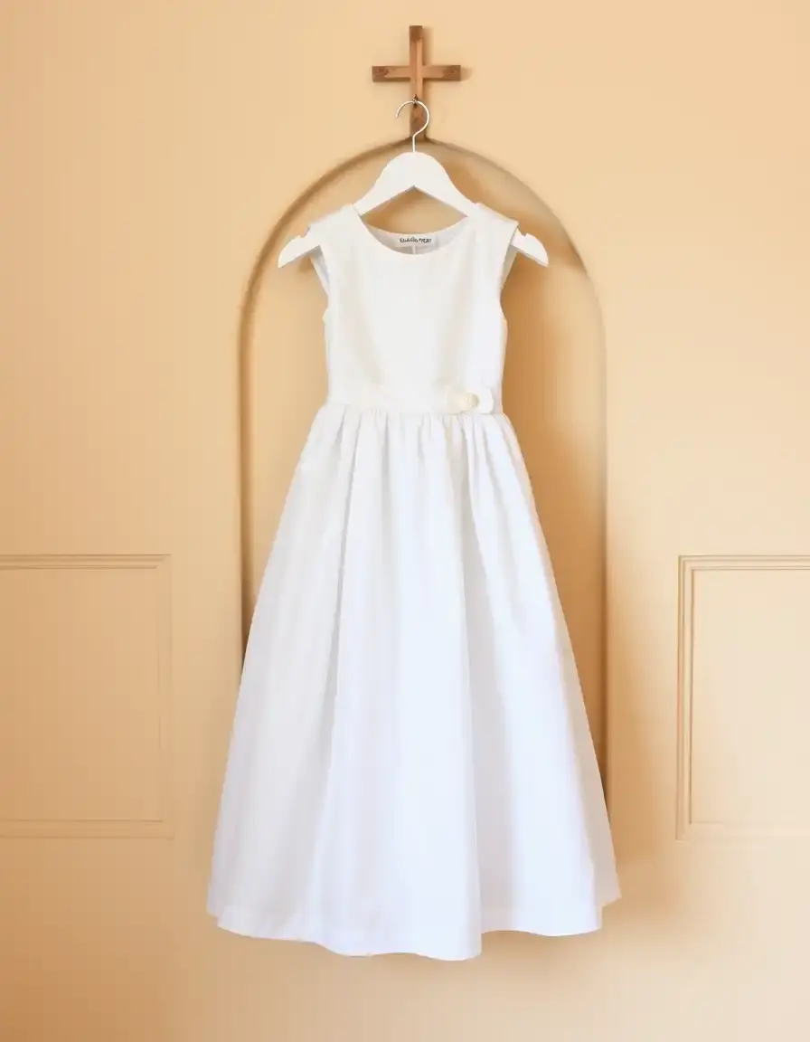 Vestito semplice bianco per battesimo o cerimonia diurna