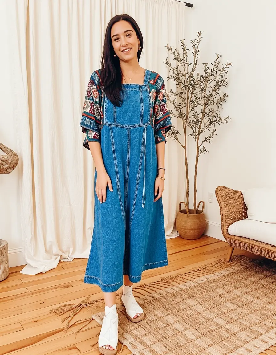 Maxi denim dress boho