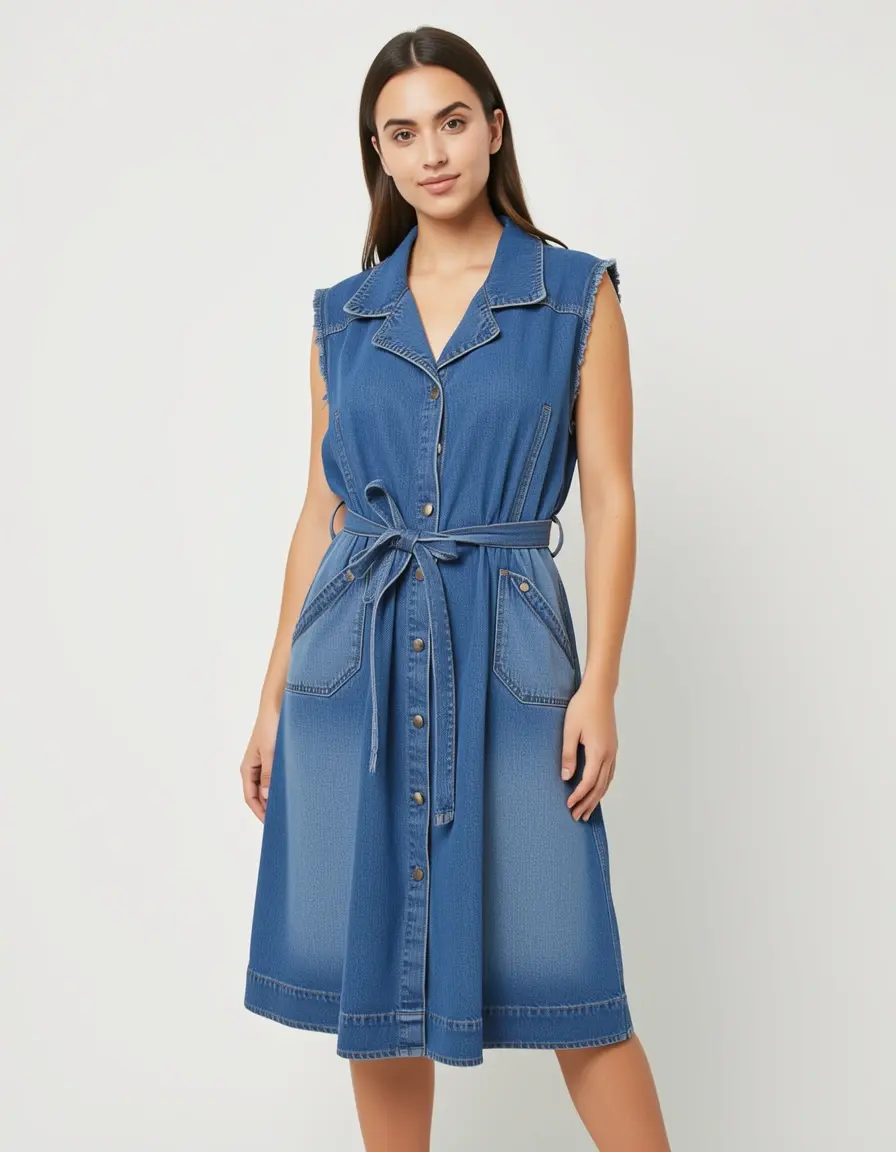 Wrap denim vestito versatile