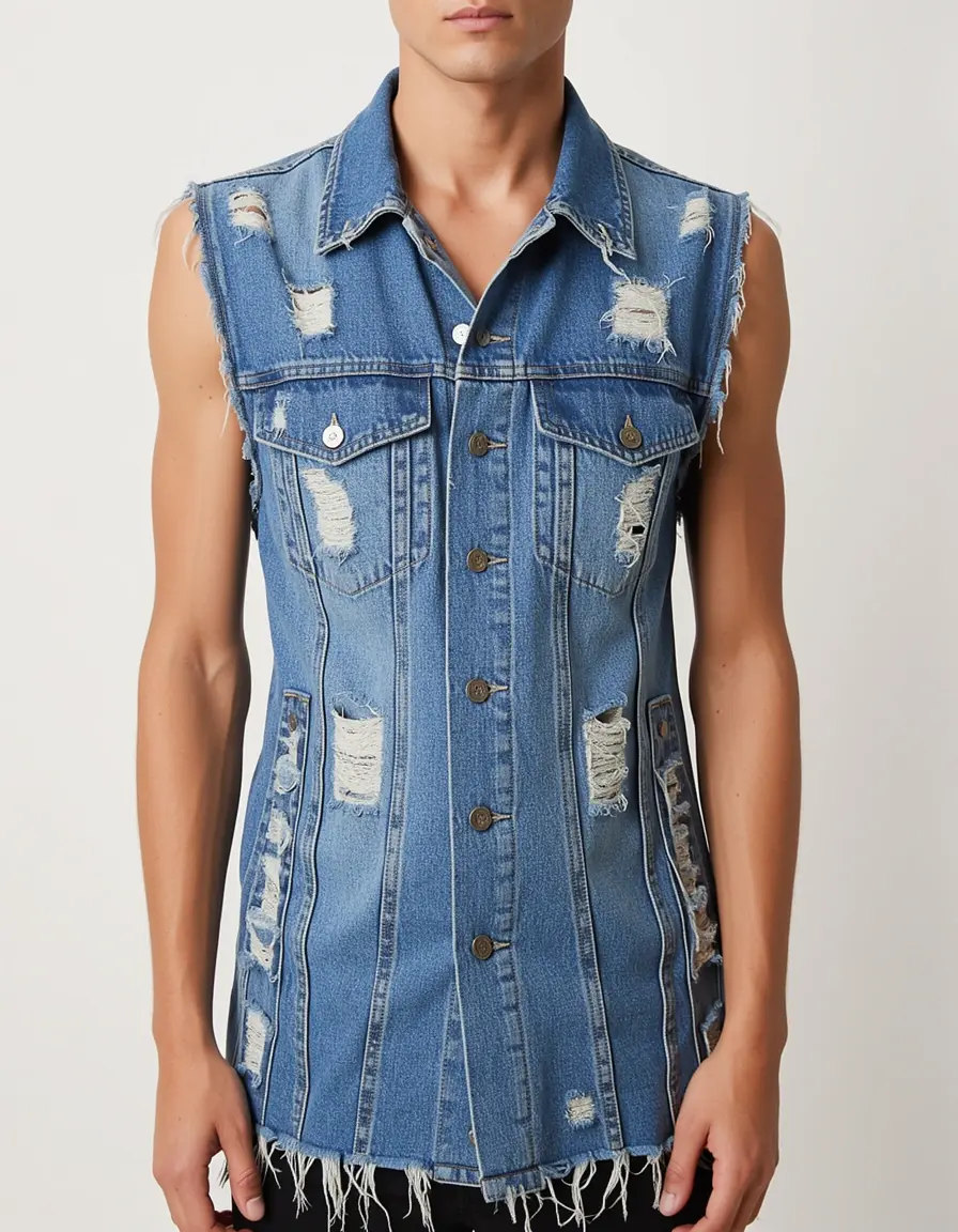 Distressed denim vestito edgy
