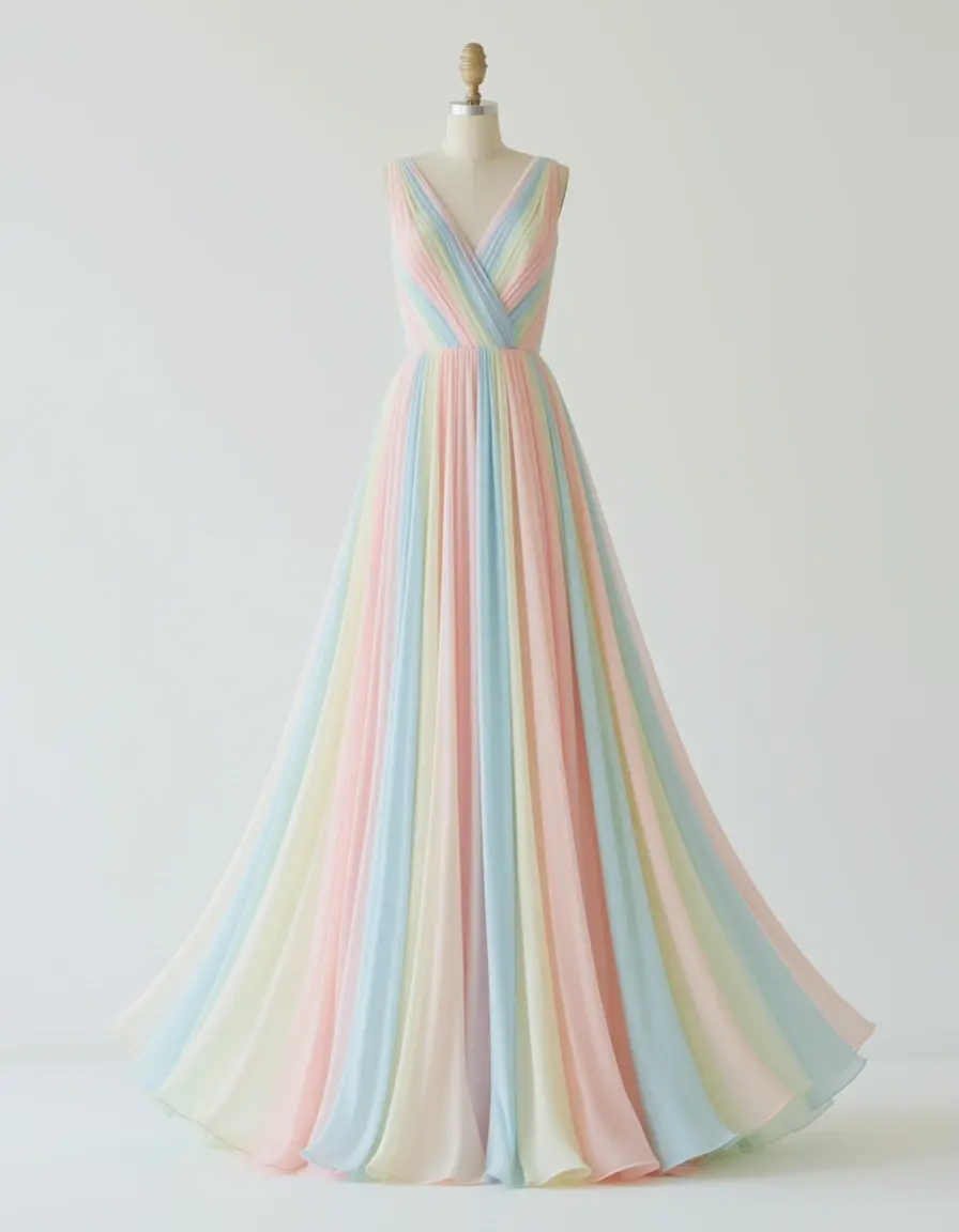 Abito fluido in chiffon pastello ideale per invitata matrimonio