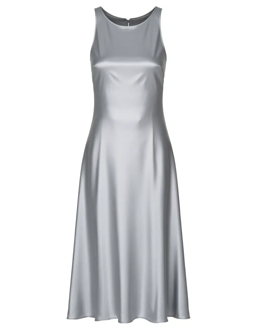 Vestito in satin argento lucido per serate di gala