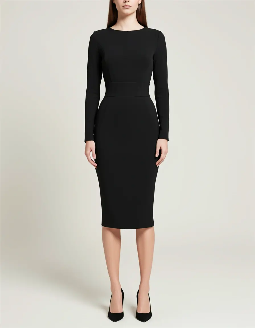 Abito a tubino nero elegante e aderente
