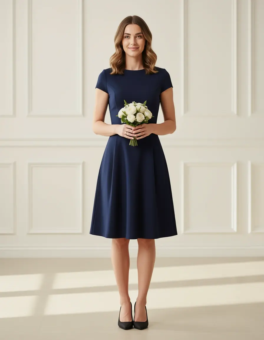 Vestito corto navy da cerimonia