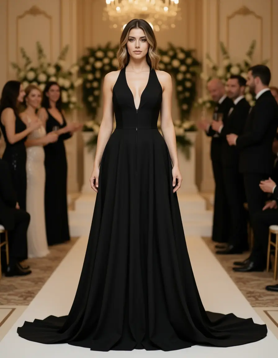 Vestito nero con schiena scoperta da cerimonia