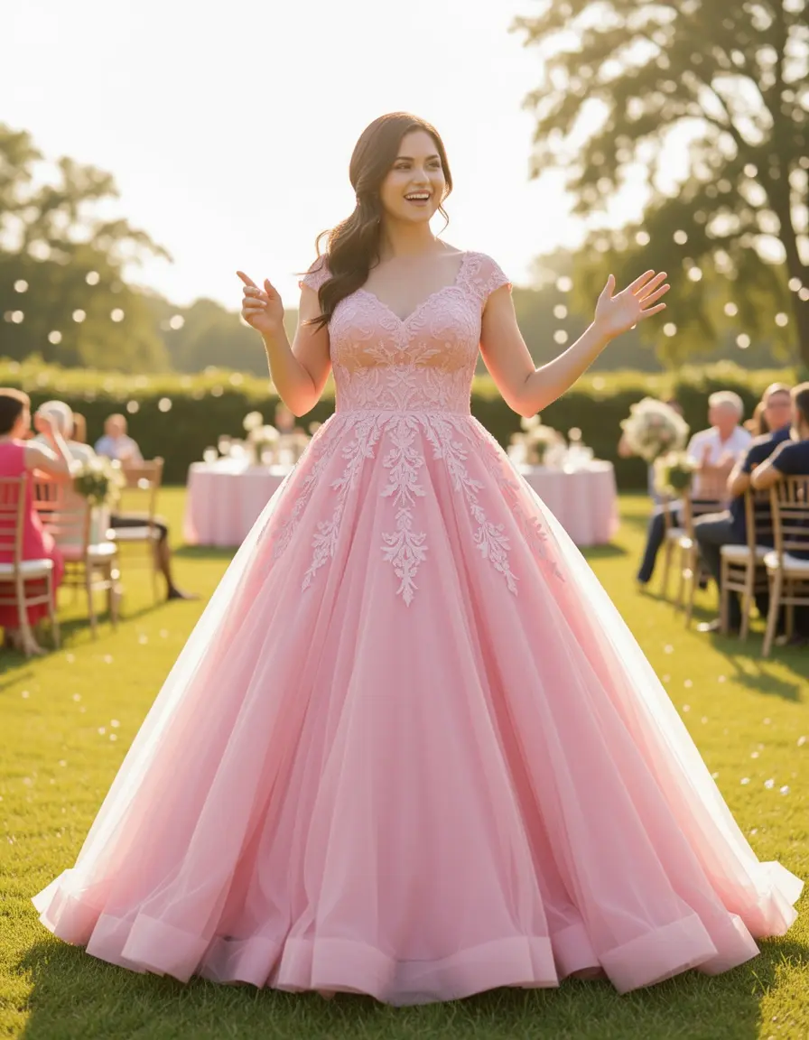 Vestito rosa divertente per matrimonio amica