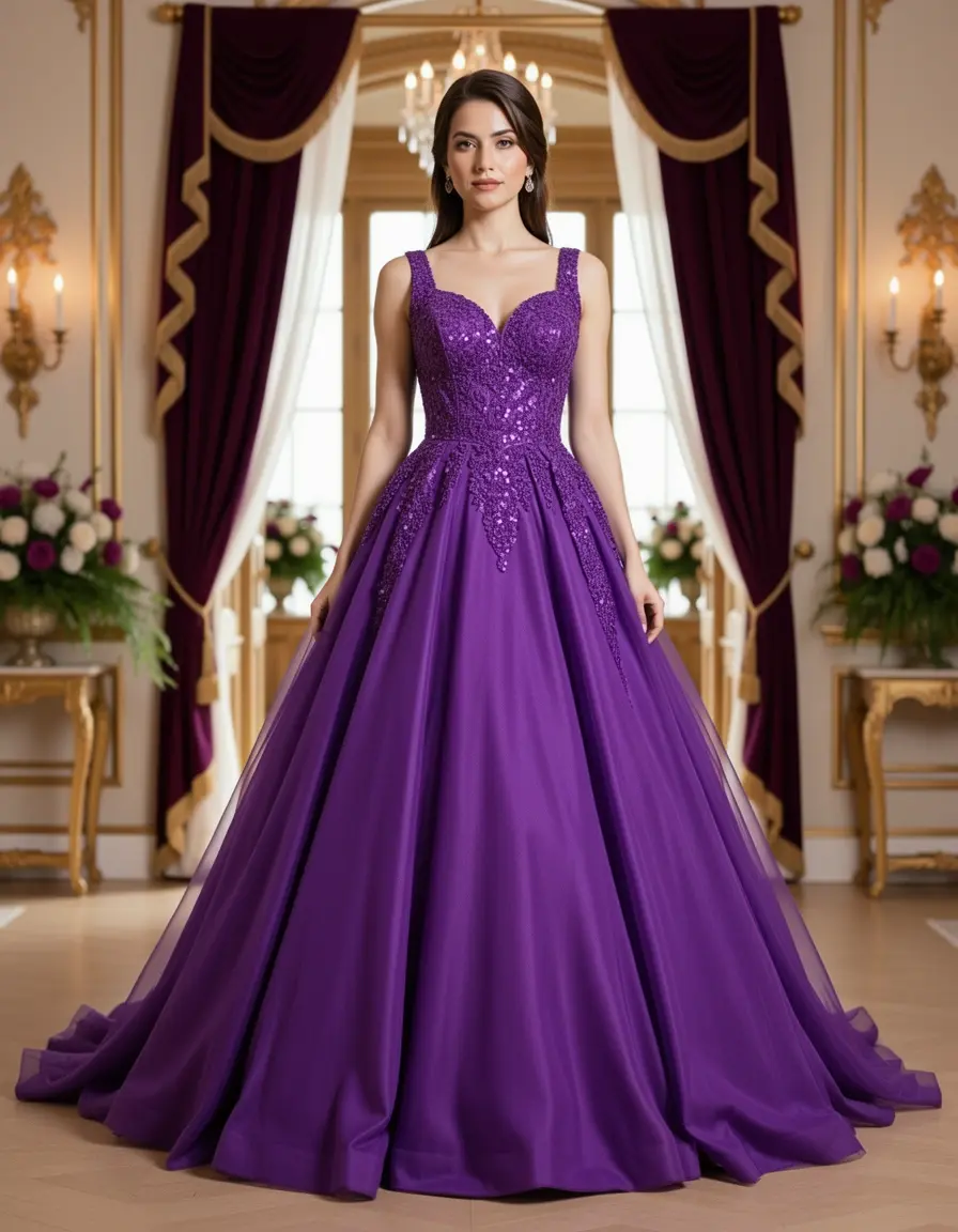 Vestito viola unico per occasioni speciali