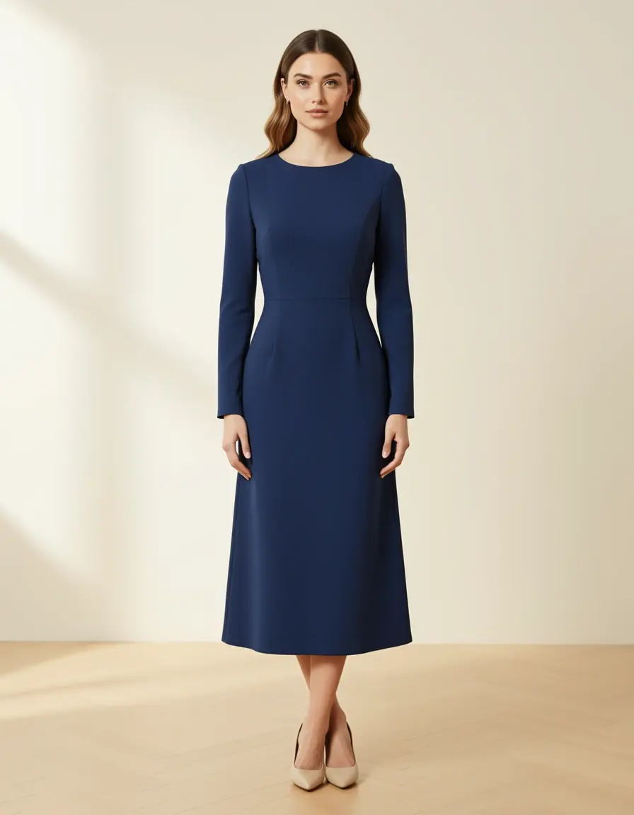 Vestito lungo alla caviglia elegante tinta unita