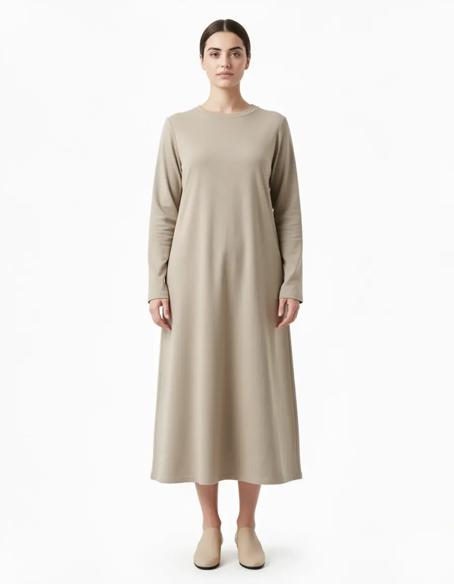 Vestito lungo semplice in cotone stile plain