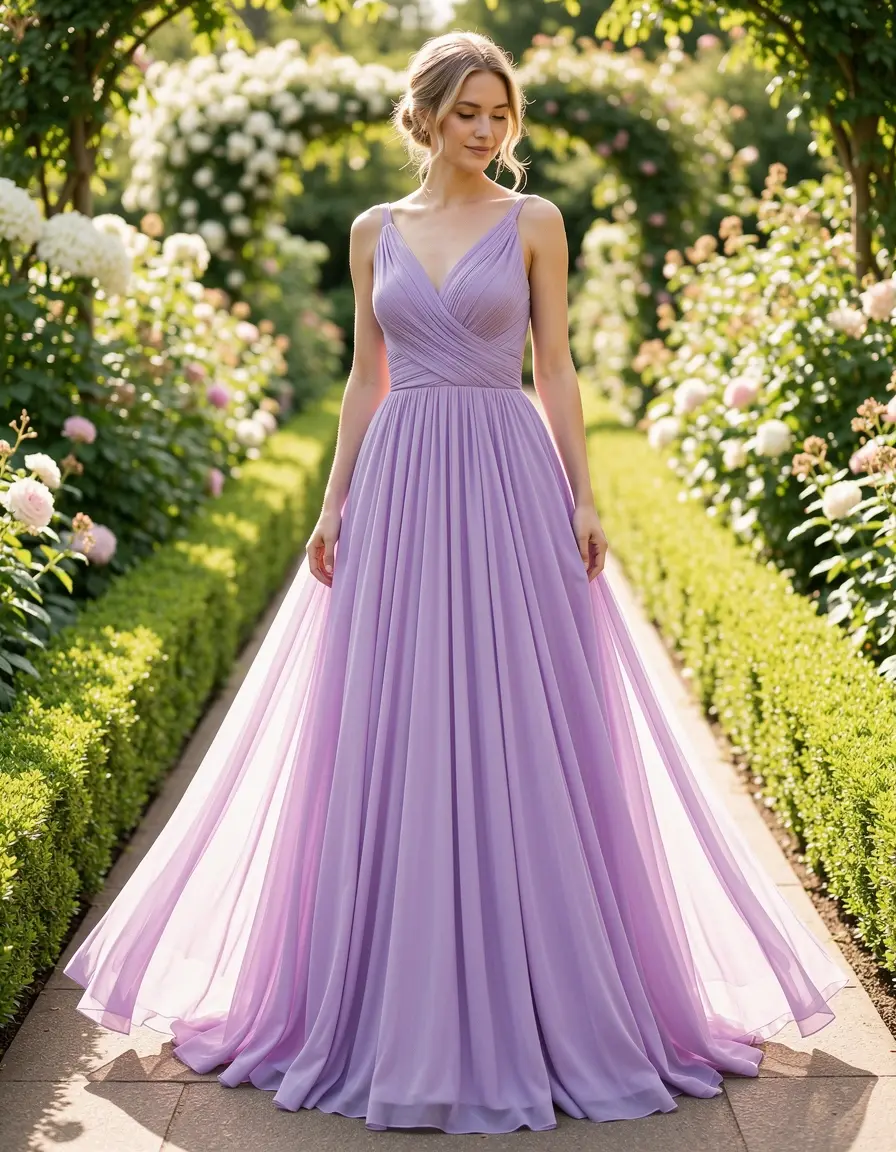 Abito da damigella in chiffon color lavanda