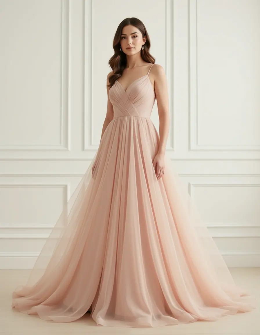 Graceful Chiffon Gown in blush, vestiti eleganti chiffon
