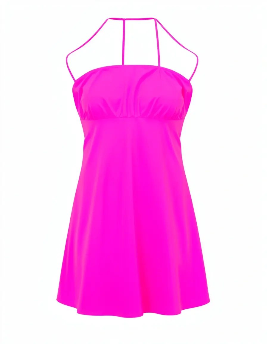 Mini abito neon rosa acceso stile anni 80