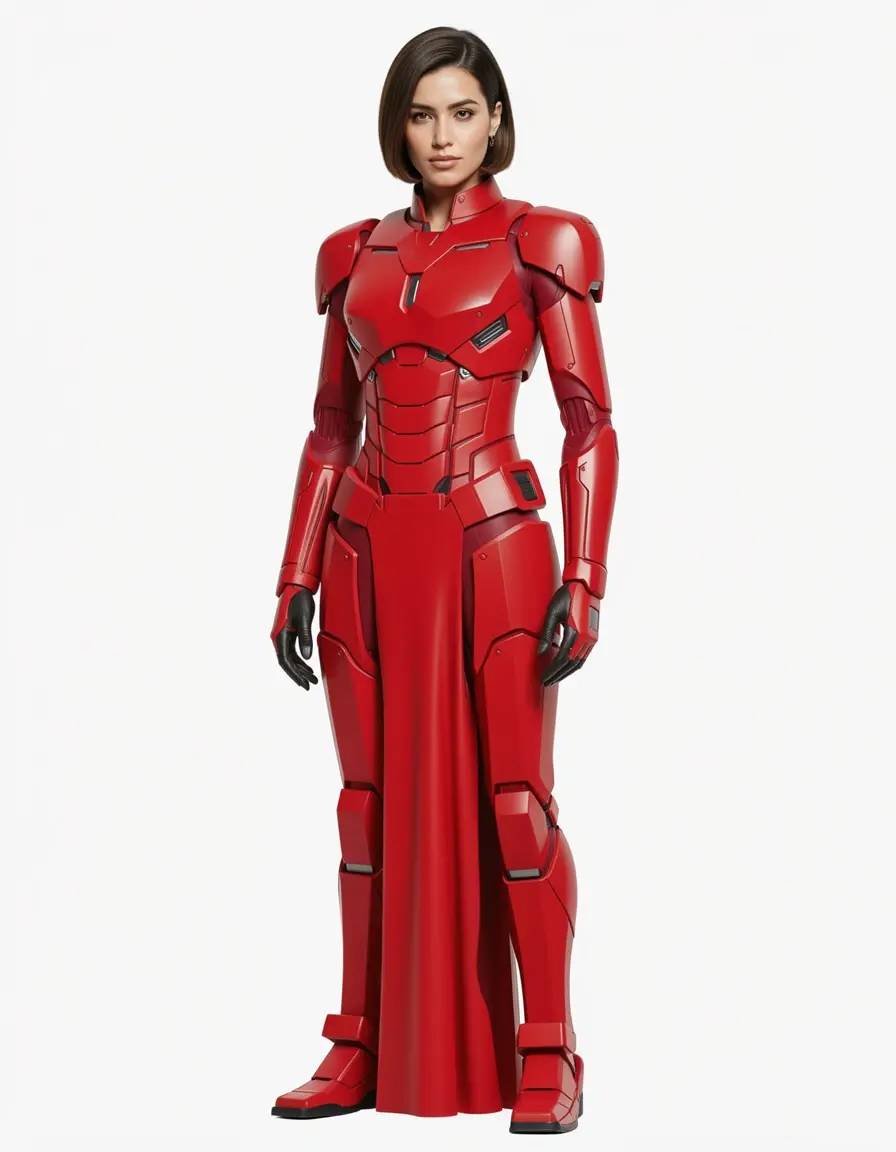 Abito rosso strutturato stile power suit