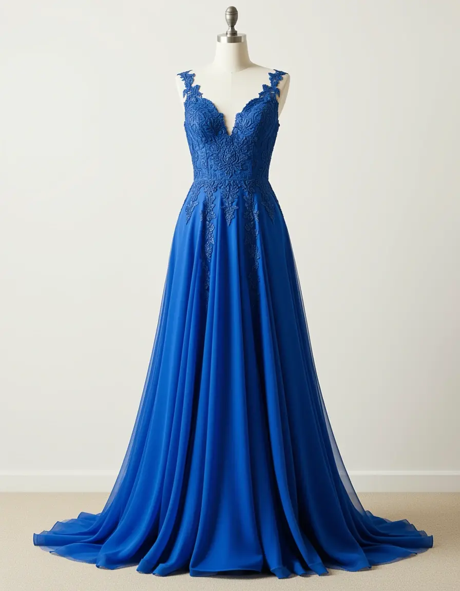 Long Bridesmaid Gown Blue